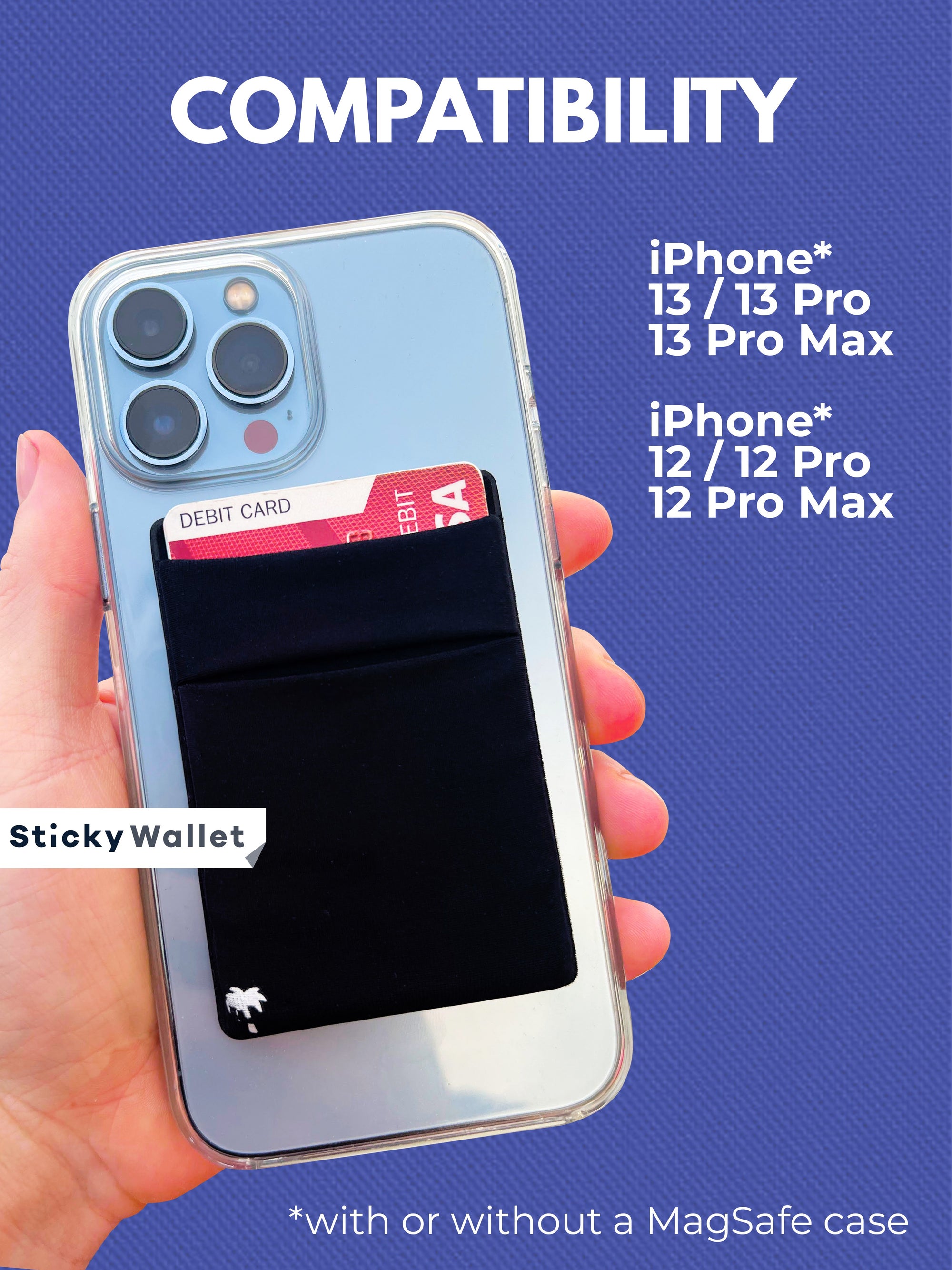 The StickyWallet MagSafe – Premium Spandex MagSafe Phone Wallet for Apple iPhone 13 &amp; 12 + Pro &amp; Pro Max Models – Detachable Magnetic Card Holder – Unique Design with 2 Pockets, Black The StickyWallet