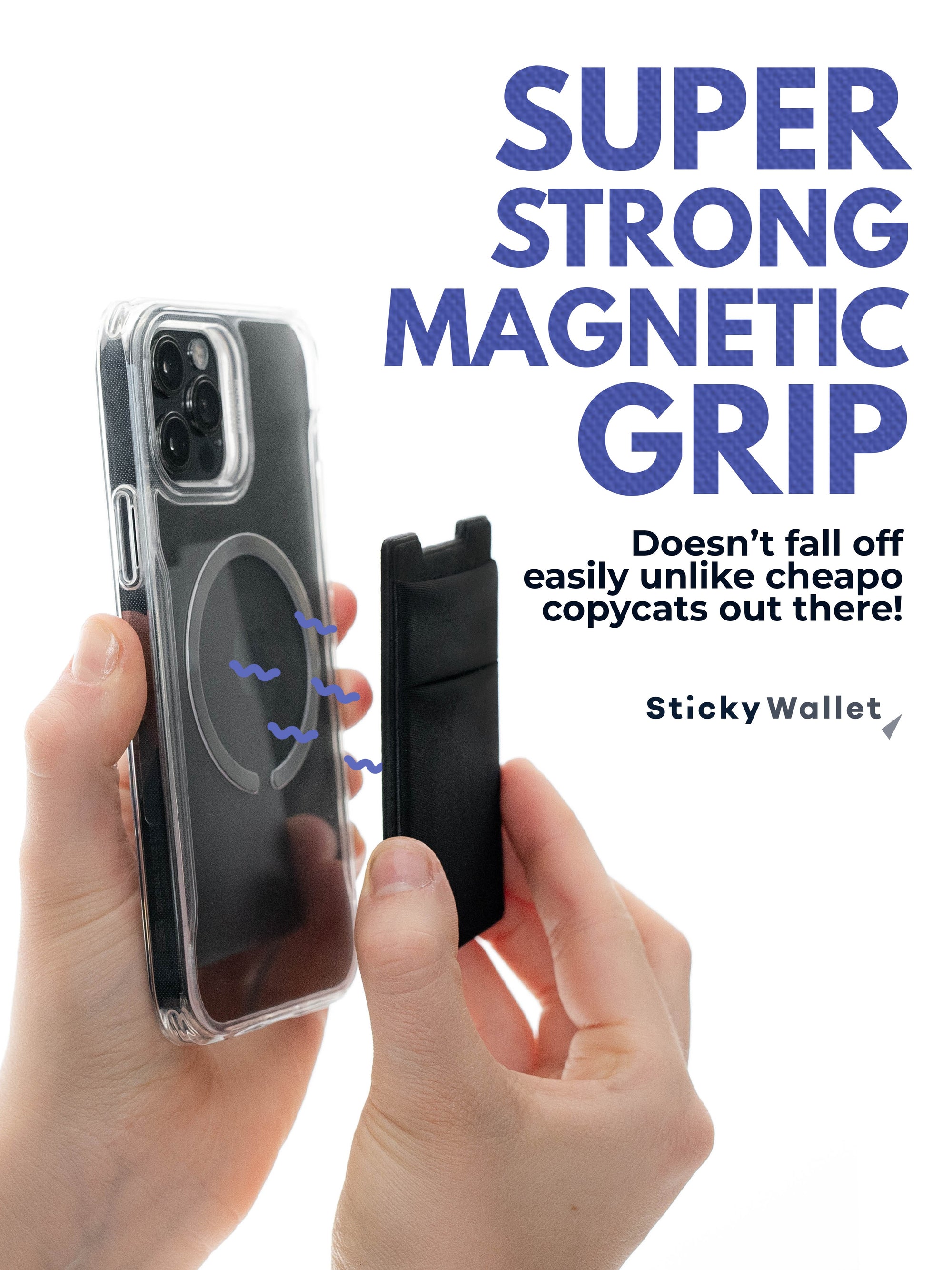 The StickyWallet MagSafe – Premium Spandex MagSafe Phone Wallet for Apple iPhone 13 &amp; 12 + Pro &amp; Pro Max Models – Detachable Magnetic Card Holder – Unique Design with 2 Pockets, Black The StickyWallet